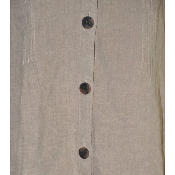 J. Jill Love Linen Brown Button Up Shirt Dress Size M Tall Neutral Lagenlook - Picture 4 of 9
